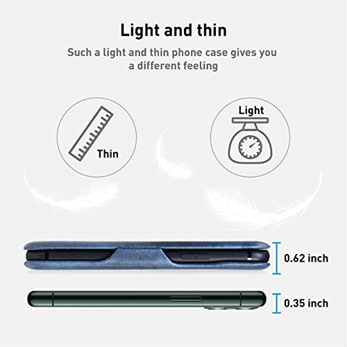 PULOKA for iPhone 15 PRO MAX - Sleek Flip Case - Premium Vegan Leather Phone Cover with Card Slot - Slim, Durable, Privacy Protection - Kickstand Function - Elegant Flip Wallet Cases for Apple - Blue - Image 5