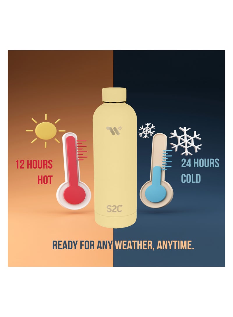 S2C Water Bottle Stainless Steel 750ml - Double Wall insulated Water Bottles for Hot Water Gym Bottle Stainless Steel Water Bottle for Kids School Flask Bottle Hot water bottle - Image 3