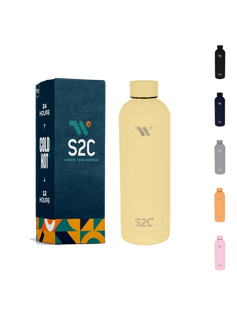 S2C Water Bottle Stainless Steel 750ml - Double Wall insulated Water Bottles for Hot Water Gym Bottle Stainless Steel Water Bottle for Kids School Flask Bottle Hot water bottle - Image 1