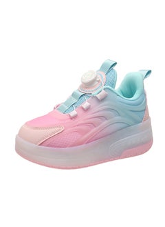 Luminous Shrinkable Double-Wheel Rollerskates Unisex Kids And Adults Walking Shoes PU Wheel Single Row for Africa Europe South America 9090 pink [two wheels]]