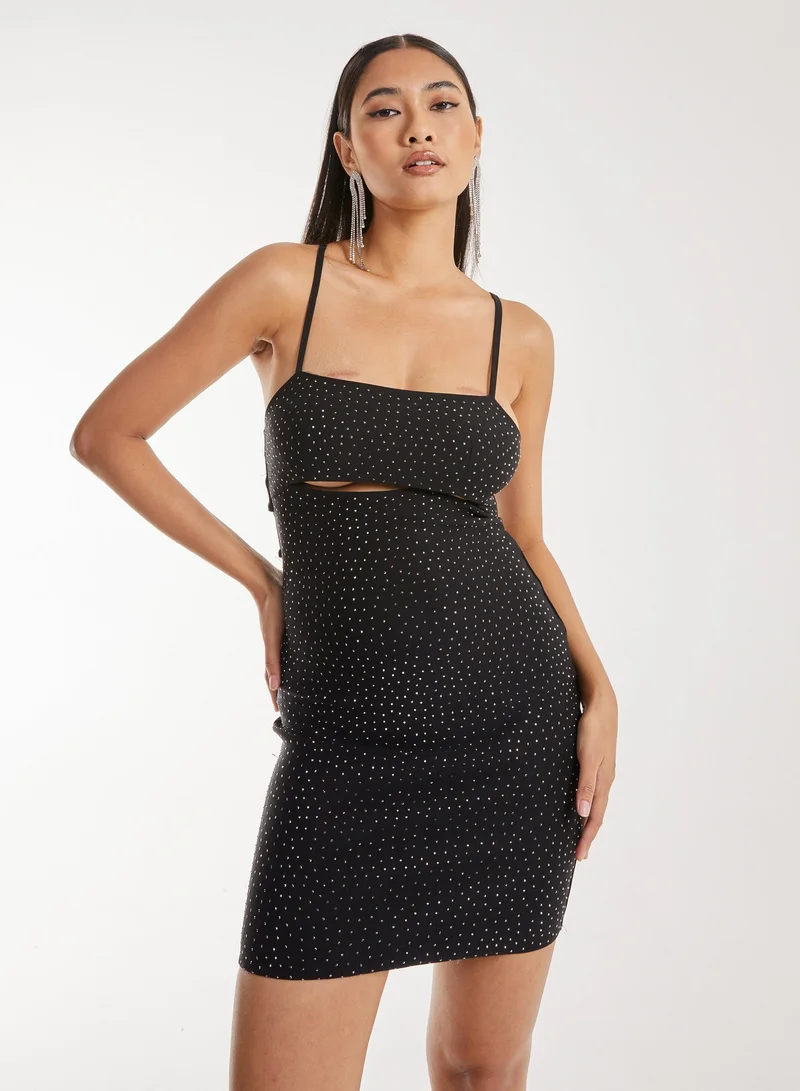 بينك فانيلا Diamante Peekaboo Mini Dress