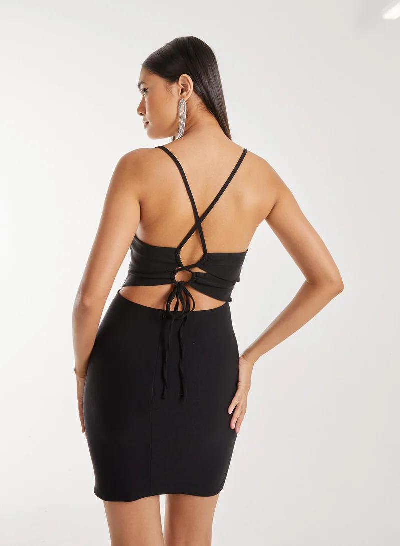 بينك فانيلا Diamante Peekaboo Mini Dress
