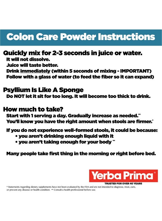Prebiotic Colon Care Formula 20 Oz Powder With Fos Natural Psyllium Fiber Magnesium Selenium Nongmo Gluten Free Vegan Daily Supplement For Men & Women