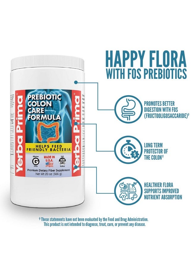 Prebiotic Colon Care Formula 20 Oz Powder With Fos Natural Psyllium Fiber Magnesium Selenium Nongmo Gluten Free Vegan Daily Supplement For Men & Women