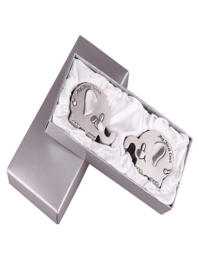 Feyarl Kids First Curl and Teeth Fairy Holder Containter Keepsake Box Tins Keeper for Christening Newborn Shower Kids Birthday Gift Metallic Engraved Elephant Shape (2.4 x 1.6 x 1.2 inches) - Image 5