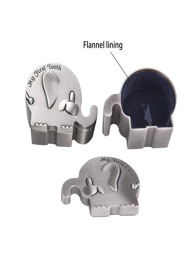 Feyarl Kids First Curl and Teeth Fairy Holder Containter Keepsake Box Tins Keeper for Christening Newborn Shower Kids Birthday Gift Metallic Engraved Elephant Shape (2.4 x 1.6 x 1.2 inches) - Image 2