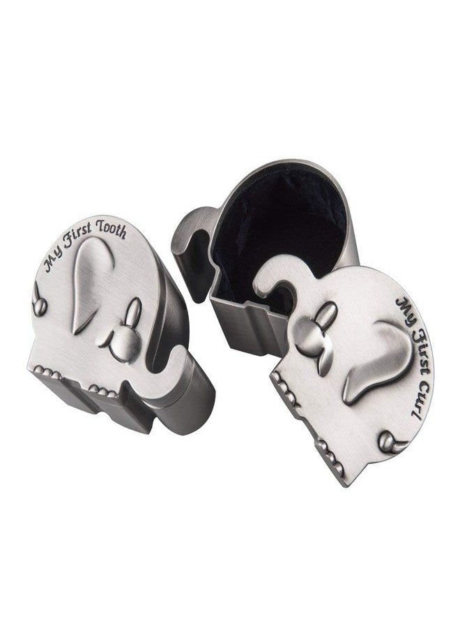 Feyarl Kids First Curl and Teeth Fairy Holder Containter Keepsake Box Tins Keeper for Christening Newborn Shower Kids Birthday Gift Metallic Engraved Elephant Shape (2.4 x 1.6 x 1.2 inches) - Image 3