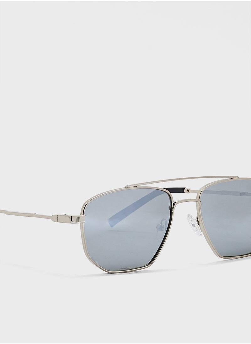Robert Wood - Polarized Gradient Lens Metal Frame Square Aviator Sunglasses - Image 1
