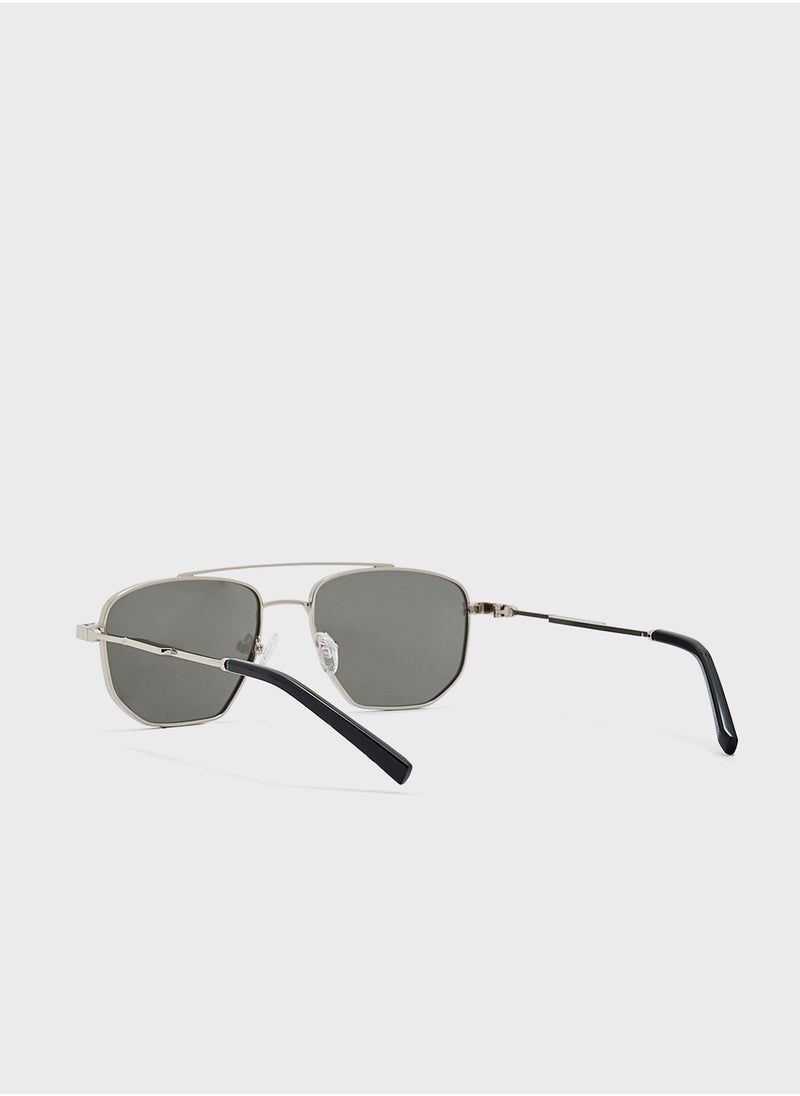Robert Wood - Polarized Gradient Lens Metal Frame Square Aviator Sunglasses - Image 1