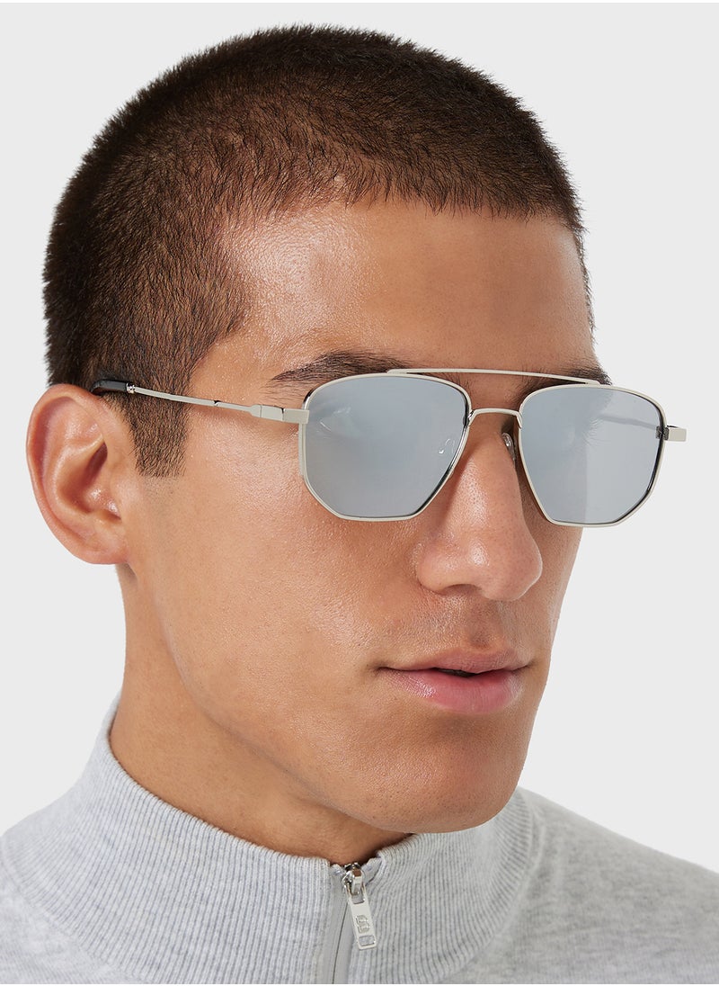 Robert Wood - Polarized Gradient Lens Metal Frame Square Aviator Sunglasses - Image 1