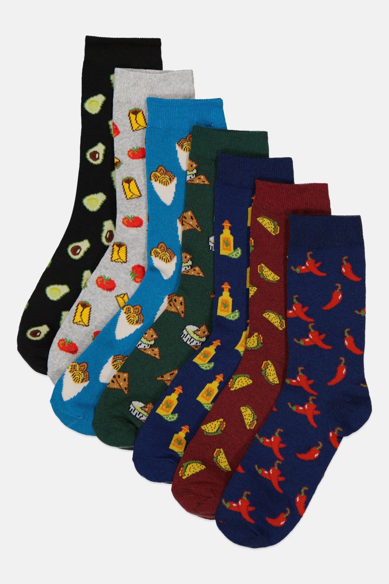 The Orrsum Sock Co Men Seven Days x Orrsum 7 Pairs Pack Graphic Print Crew Socks, Multicolor - Image 1