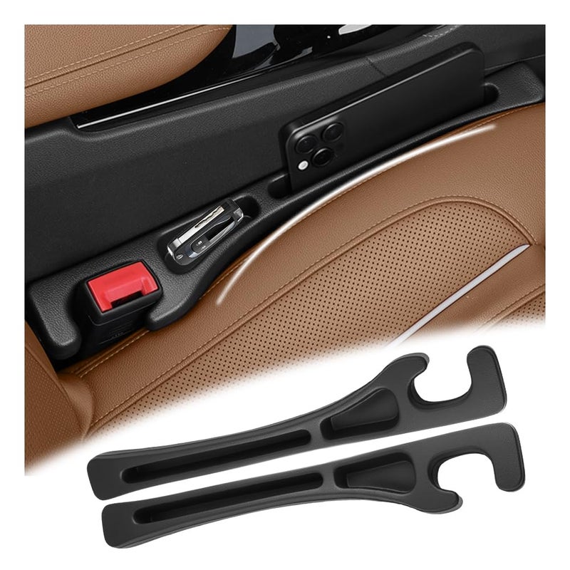 VKQTS 2PCS Car Seat Gap Filler Organizer,2026 Upgraded Car Seat Gap Plug with Storage Slot & Seats Belt Holes as Phone Holder,Universal No Drop Seats Guard for Cars Interior Accessories - Image 1