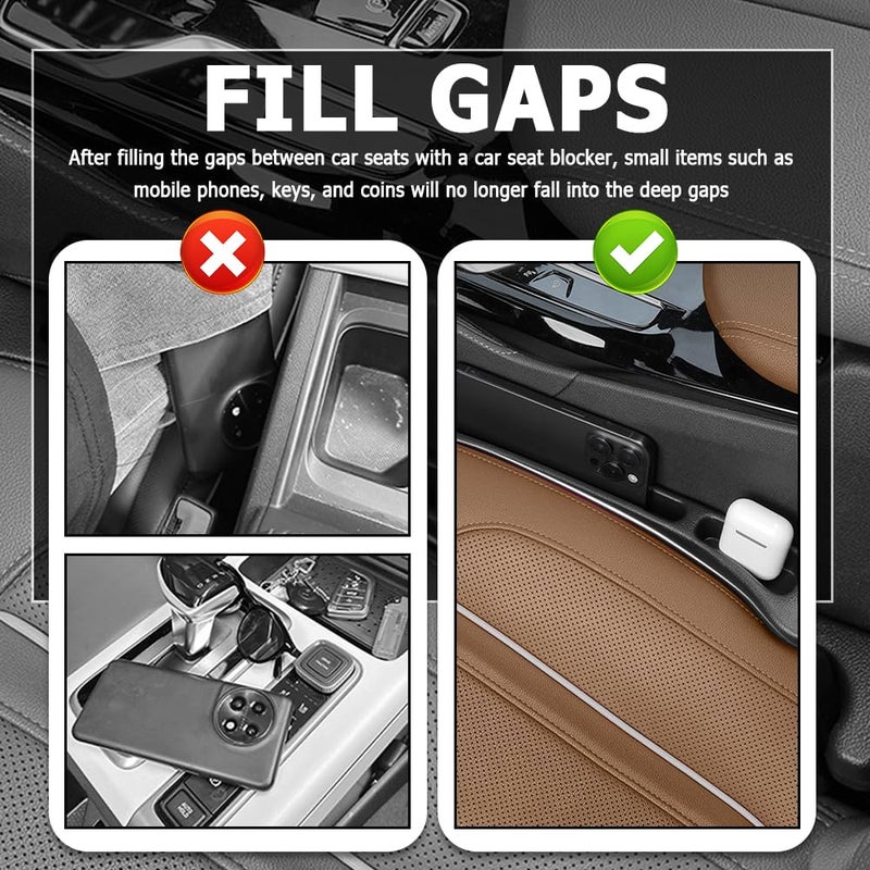 VKQTS 2PCS Car Seat Gap Filler Organizer,2026 Upgraded Car Seat Gap Plug with Storage Slot & Seats Belt Holes as Phone Holder,Universal No Drop Seats Guard for Cars Interior Accessories - Image 5