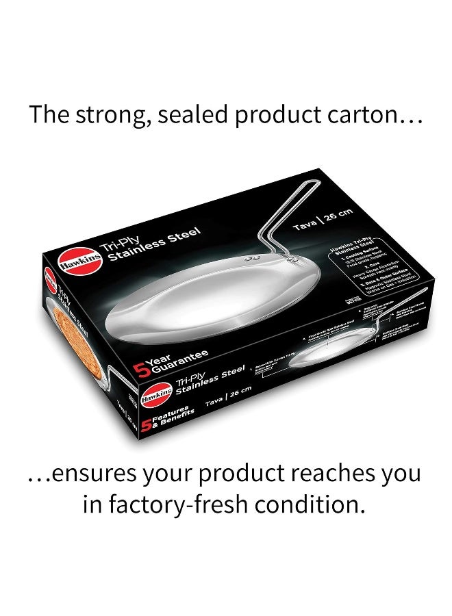 Hawkins Tri-Ply Stainless Steel Tava 26 cm, 3.5mm Induction Compatible - Image 4