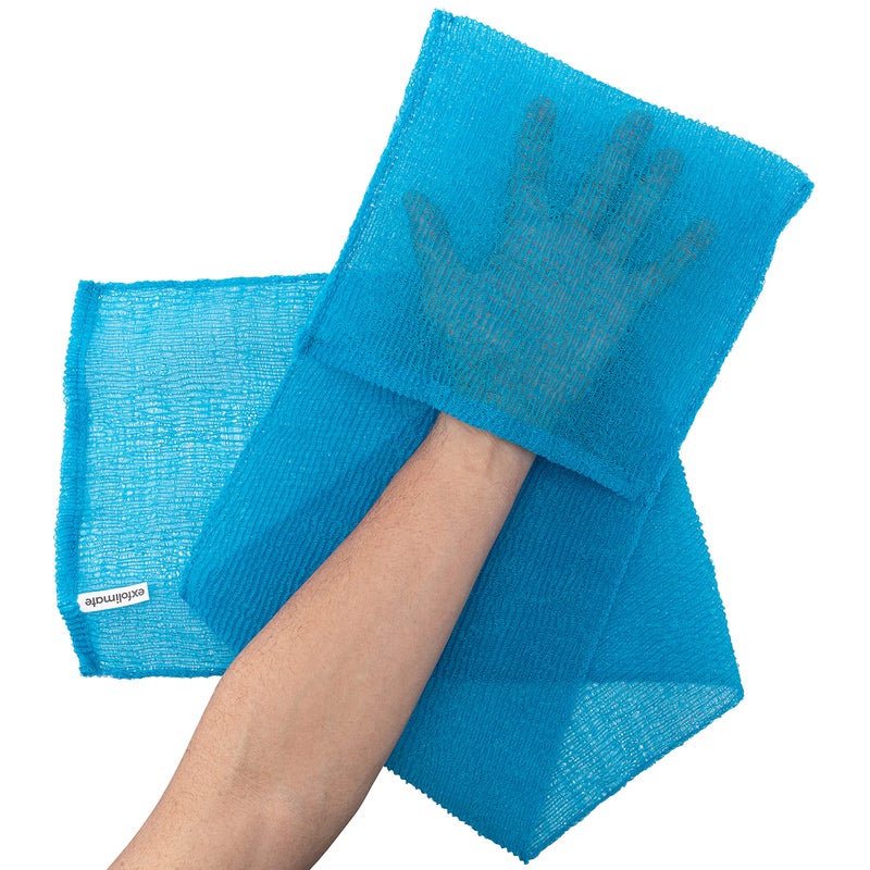green heart labs ExfoliMATE | Magic Exfoliating Shower Cloth Gently Removes Dead Skin for a Youthful Clear Complexion (Pocket 2.0, Aqua) - Image 3