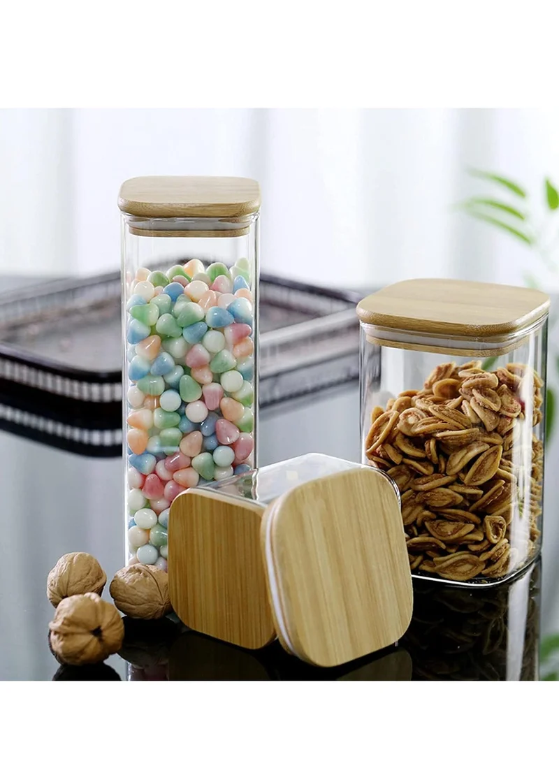 1Chase Square Food Storage Jar With Airtight Bamboo Lid 74 Oz, 37 Oz, 30 Oz (Set of 5)