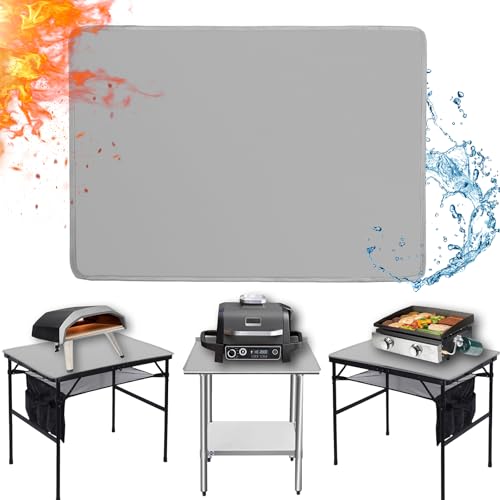 Amerbro 24 x 31 in Heat Resistant Grill Mats for Outdoor Tabletop Grill to Protect Your Prep Table and Outdoor Grill Table, Fire Proof & Water Proof & Oil Proof BBQ Mat - Grey(0.6mm) - Image 1