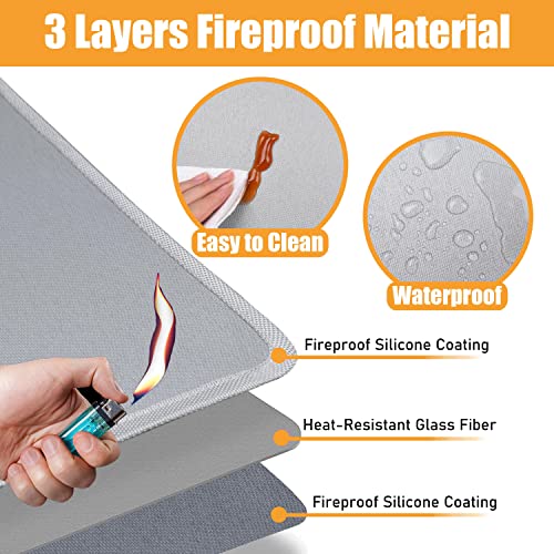 Amerbro 24 x 31 in Heat Resistant Grill Mats for Outdoor Tabletop Grill to Protect Your Prep Table and Outdoor Grill Table, Fire Proof & Water Proof & Oil Proof BBQ Mat - Grey(0.6mm) - Image 4