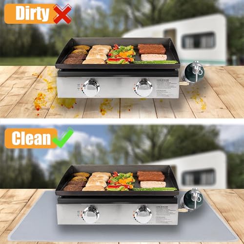 Amerbro 24 x 31 in Heat Resistant Grill Mats for Outdoor Tabletop Grill to Protect Your Prep Table and Outdoor Grill Table, Fire Proof & Water Proof & Oil Proof BBQ Mat - Grey(0.6mm) - Image 2