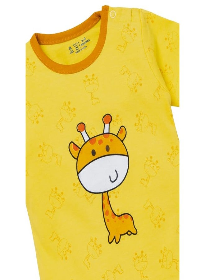 Fambal Romper Bodysuit Jumpsuit Jhabla For Newborn Infant Baby Unisex | 100% Cotton Toddler Wearable Dress | Comfortable Soft Fabric Clothes | Combo of 2 prints Dinosaur-Jiraff - Image 3