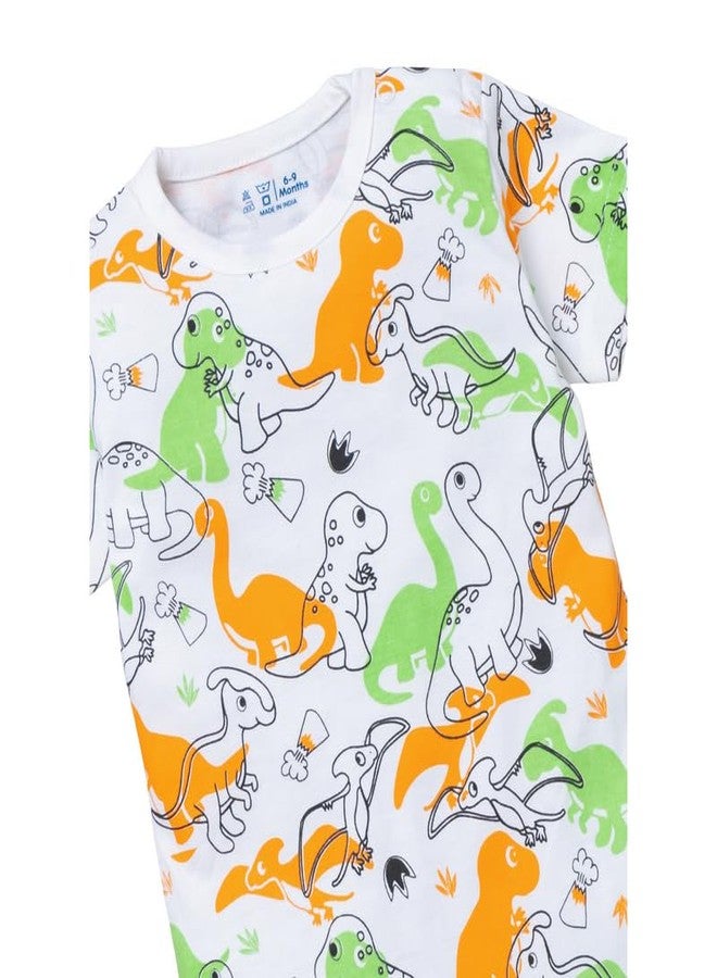 Fambal Romper Bodysuit Jumpsuit Jhabla For Newborn Infant Baby Unisex | 100% Cotton Toddler Wearable Dress | Comfortable Soft Fabric Clothes | Combo of 2 prints Dinosaur-Jiraff - Image 4