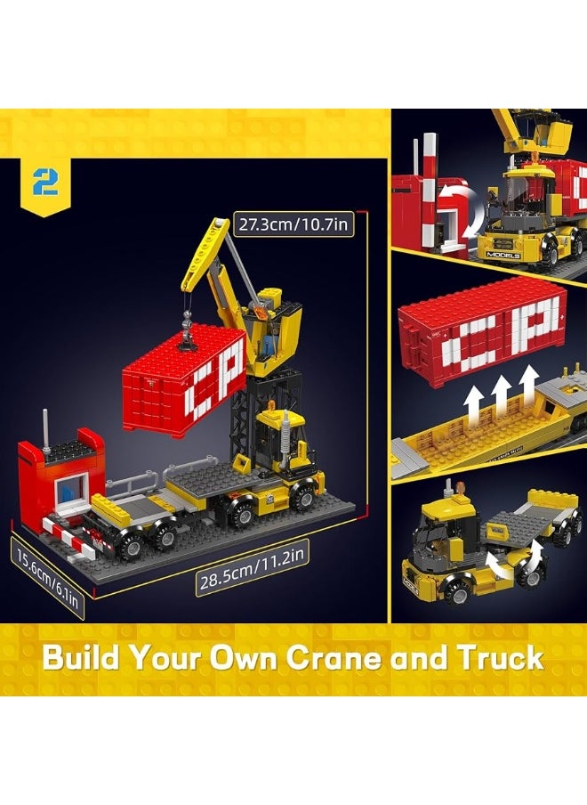 mould king Mould King 12027 Diesel Locomotive Train Building Sets with a Semi-Trailers, Cranes, Remote/App Control Engineering Toy Kit, SD40-2 Scale Model with Train Tracks for Adults Kids (1170 Pieces)  - Image 3