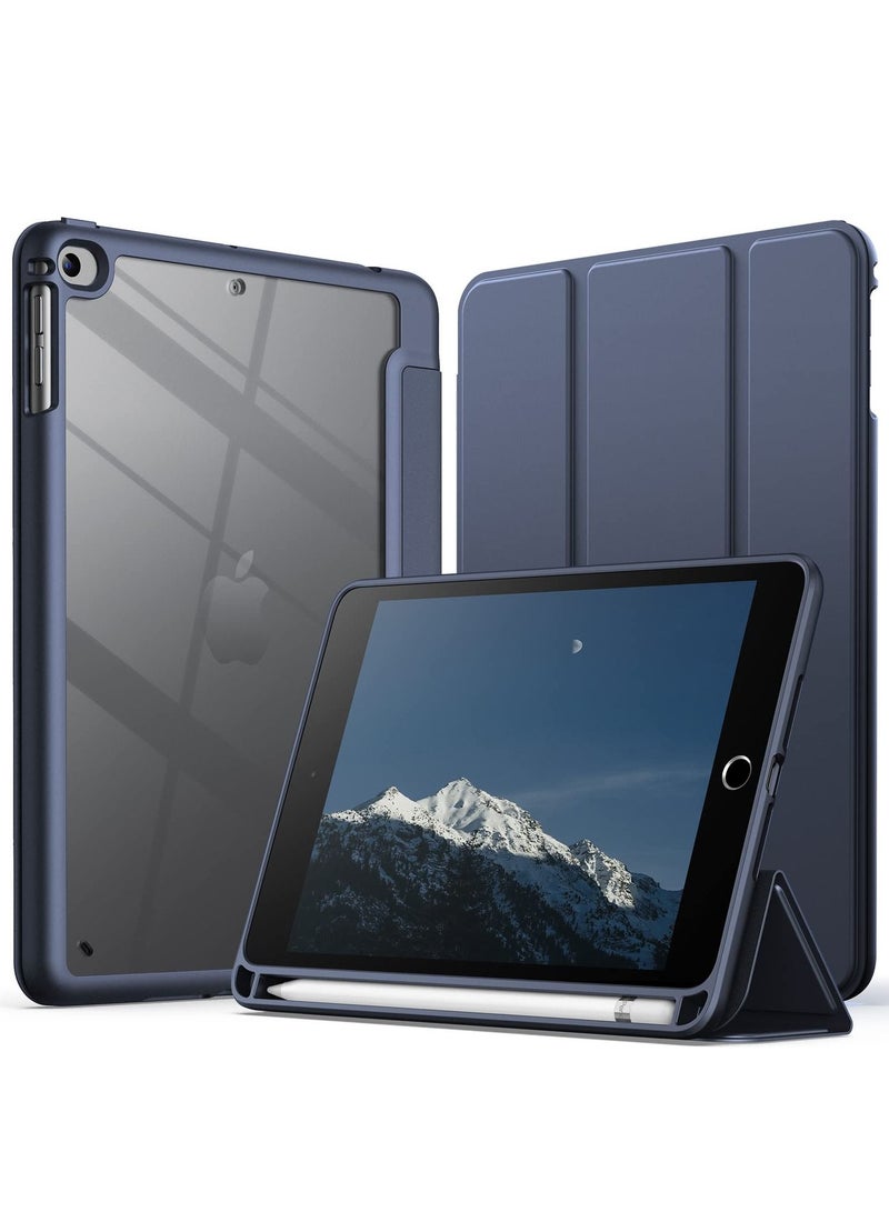 Jetech Case for iPad mini 5/4 with Pencil Holder Clear Transparent Back Shell Slim Stand Shockproof Tablet Cover Auto Wake Sleep Blue - Image 1