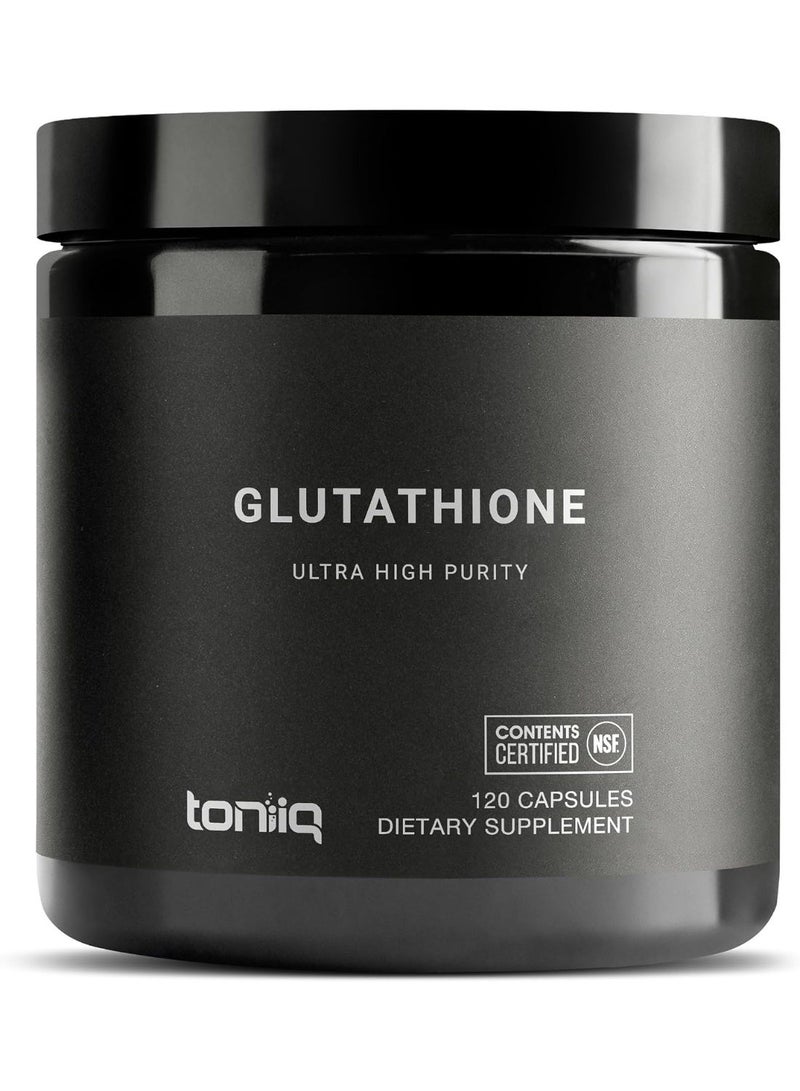 Toniiq Ultra High Strength Glutathione Capsules - 1000mg Concentrated Formula - 98%+ Highly Purified and Highly Bioavailable - Non-GMO Fermentation - 120 Capsules Reduced Glutathione Supplement - Image 1