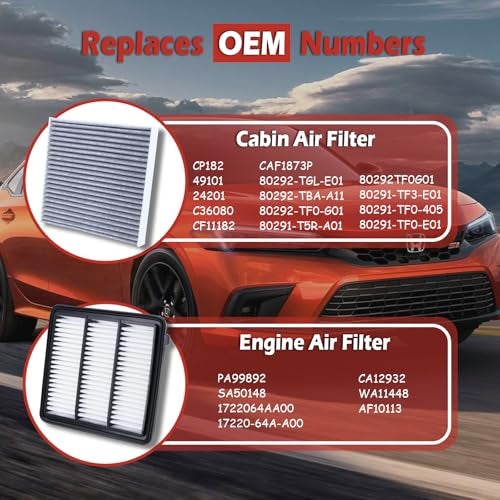TuLeYiLe 17220-64A-A00 Engine Air Filter and 80292-TF0-G01 Cabin Air Filter kit Compatible with 2022-2025 Honda Civic Accord CR-V 1.5L Not for Hybrid Replaces CF11182 80291-T5R-A01 PA99892 AF10113 - Image 3