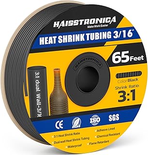 haisstronica haisstronica 65FT 3/16" Heat Shrink Tubing, 3:1 Shrink Ratio Adhesive Lined Marine Grade Heat Shrink Tube for  - Image 1