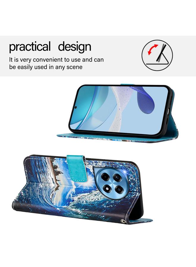 اس-توب جراب لهاتف OnePlus 12 5G Global بنمط رسم ملون من الجلد المنسوج البسيط - Image 4