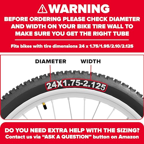Ultraverse 24" Bike Inner Tubes 24 x 1.75, 1.95, 2.10, 2.125 – Butyl Rubber Bicycle Tubes with Schrader Valve – Compatible with Cruiser, City, Kids, BMX & Mountain Bikes – Set of 2 - Image 2