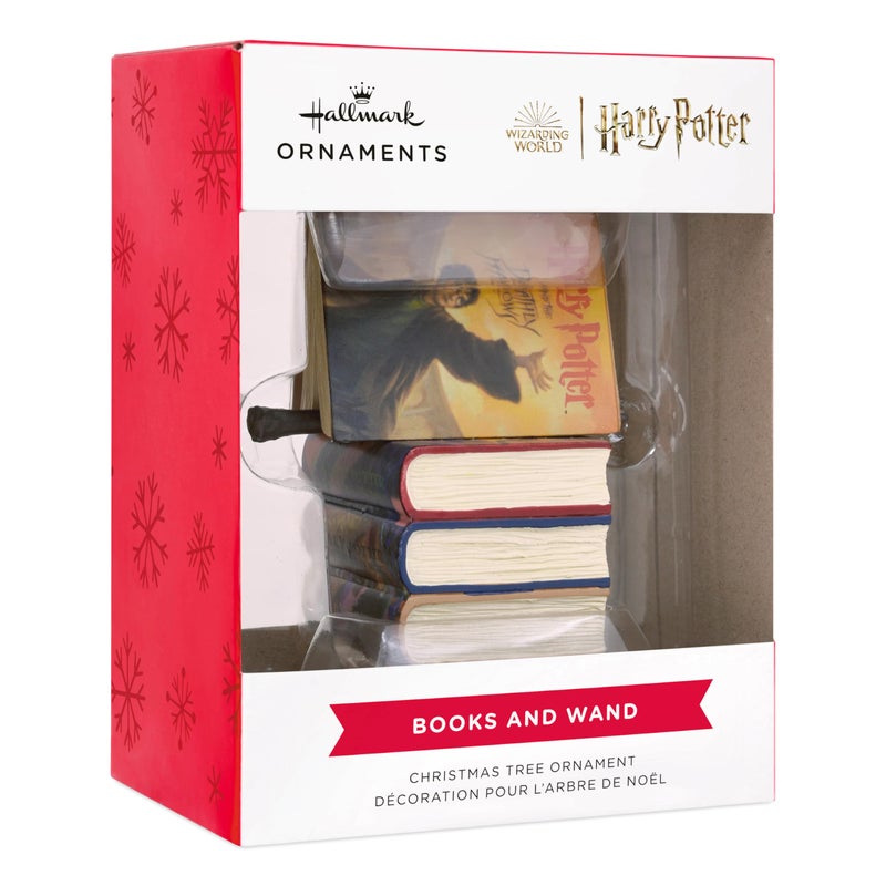 هولمارك Hallmark Harry Potter كتب مكدسة مع Wand Christmas Ornament Resin 2.23 × 2.75 × 2.28 بوصة (0002HCM9130) - Image 3