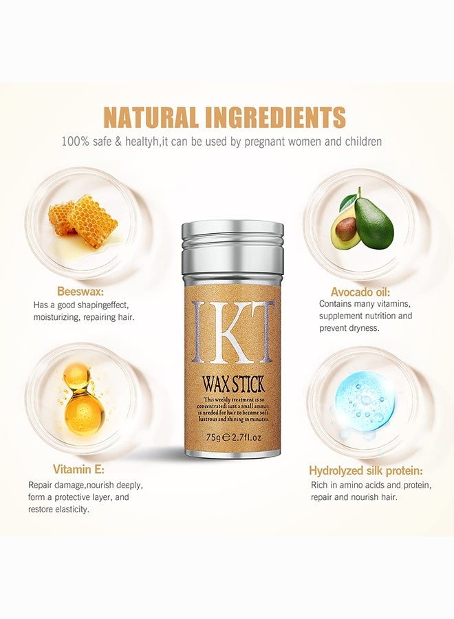 IKT 1-Piece Hair Wax Stick, 5-Pieces Hair Combs, Slick Stick for Non-Greasy Styling, Strong Hold Neat Look - Image 4