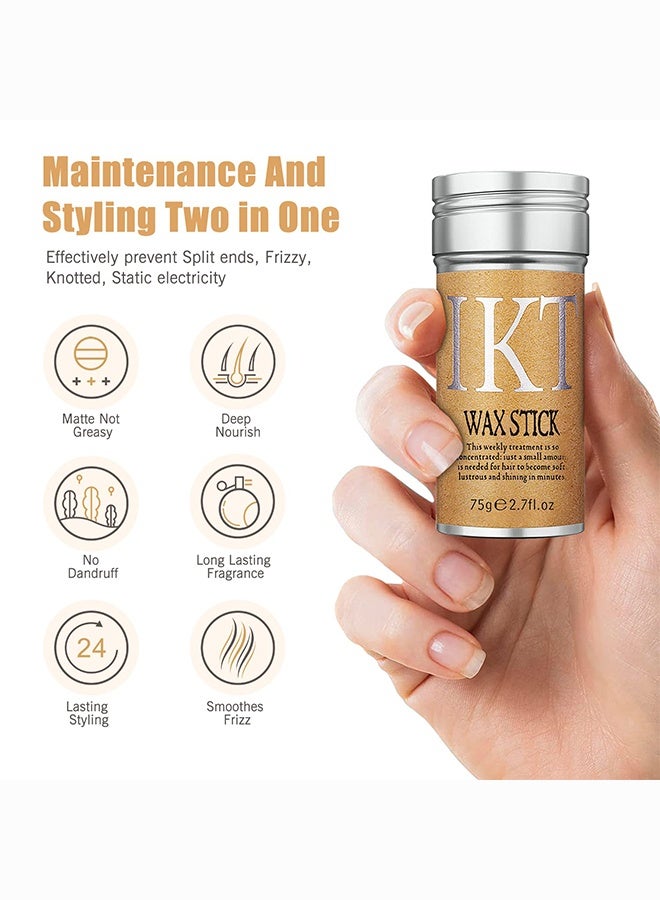 IKT 1-Piece Hair Wax Stick, 5-Pieces Hair Combs, Slick Stick for Non-Greasy Styling, Strong Hold Neat Look - Image 5