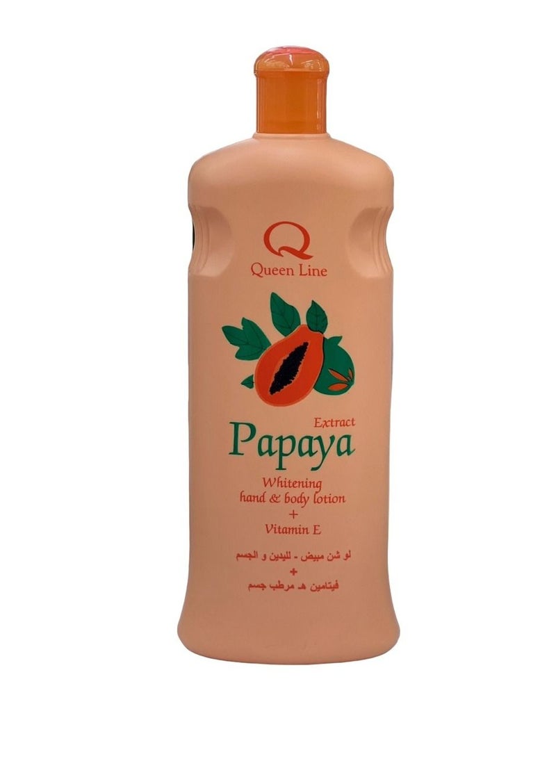 Queen Line Papaya Whitening Hand & Body Lotion Moisturizing + Vitamin E 600ml - Image 1