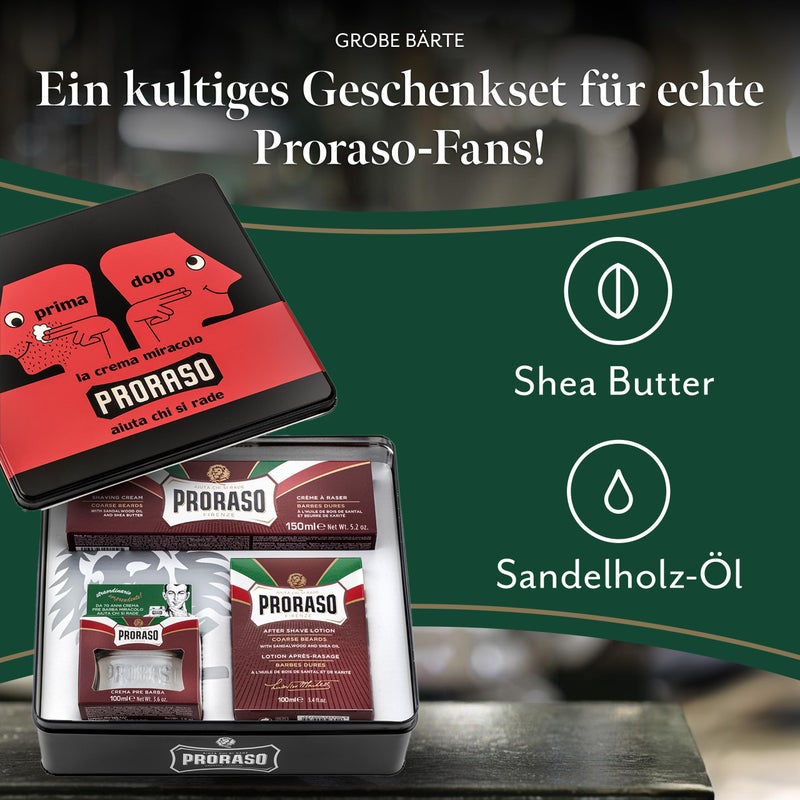 Proraso Shaving Kit for Men | Moisturizing Pre-Shave Cream, Shaving Cream Tube and After Shave Balm for Thick, Curly Beards in Vintage Dopo Tin - Image 2