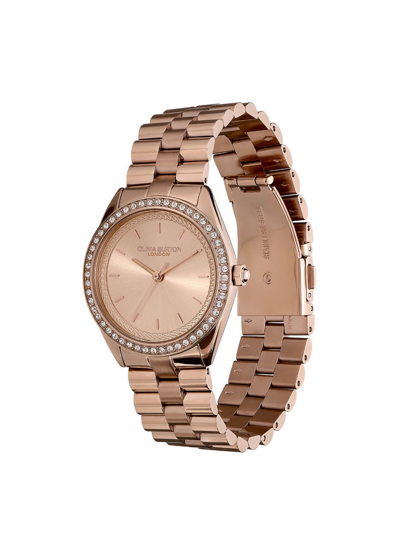 OLIVIA BURTON ساعة أوليفيا بورتون الدائرية التناظرية للنساء بحالة ذهبية قرنفلية - 24000136 - Image 2