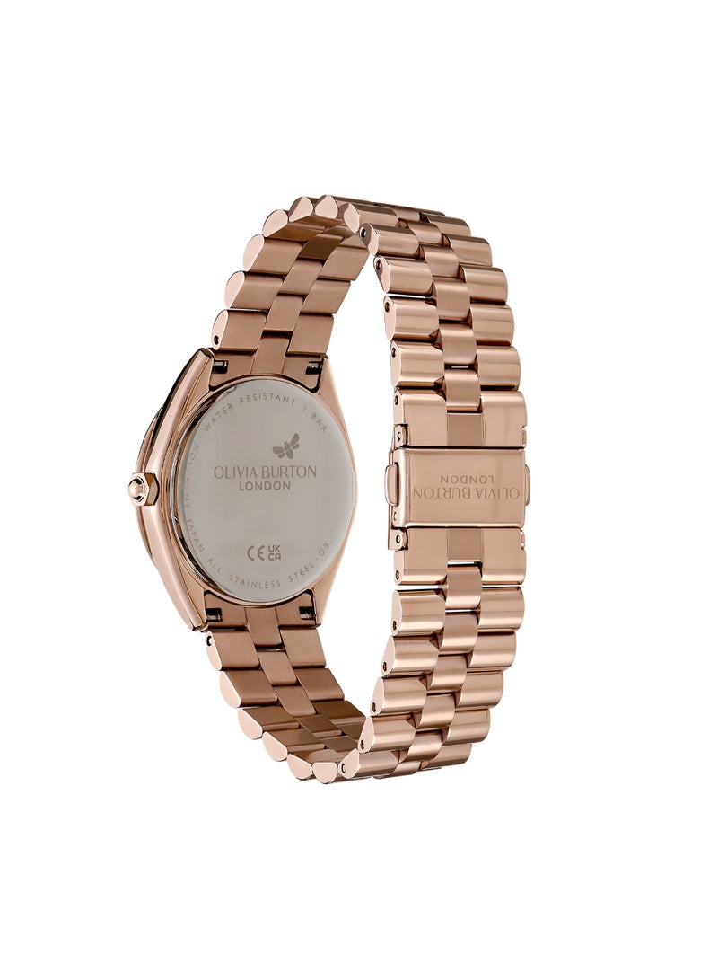 OLIVIA BURTON ساعة أوليفيا بورتون الدائرية التناظرية للنساء بحالة ذهبية قرنفلية - 24000136 - Image 5