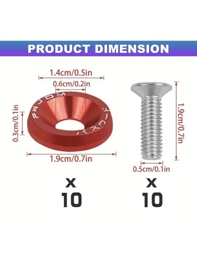 10 Pcs M6 JDM Button Head Screws Washer Kit Black Color for Car Fender Bumper Engine Bay License Plate Security - Image 3