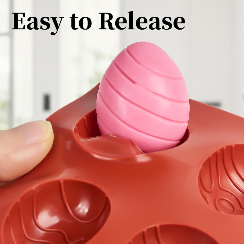 JOERSH Easter Silicone Chocolate Molds, 3 Packs Egg Shaped Candy Mold Non Stick Baking Pan for DIY Chocolate, Fondant, Gummy, Jelly, Hot Chocolate Bomb, Cake Topper - Image 4