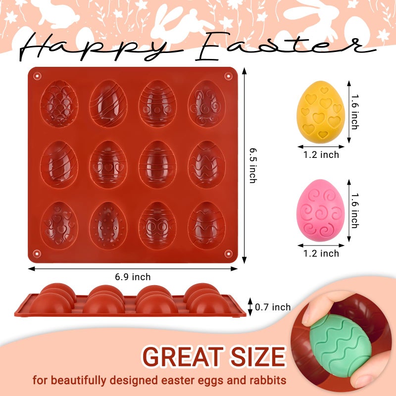 JOERSH Easter Silicone Chocolate Molds, 3 Packs Egg Shaped Candy Mold Non Stick Baking Pan for DIY Chocolate, Fondant, Gummy, Jelly, Hot Chocolate Bomb, Cake Topper - Image 2