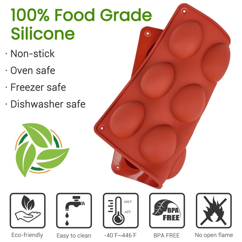 JOERSH Easter Silicone Chocolate Molds, 3 Packs Egg Shaped Candy Mold Non Stick Baking Pan for DIY Chocolate, Fondant, Gummy, Jelly, Hot Chocolate Bomb, Cake Topper - Image 3