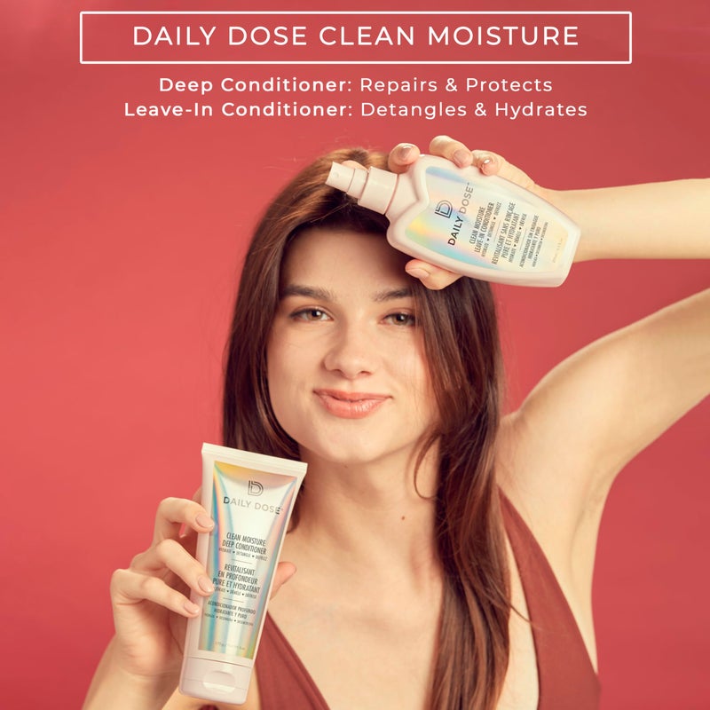 Daily Dose جرعة يومية - ثنائي الترطيب الحائز على جائزة - بخاخ بلسم مرطب + قناع عميق للترطيب - يرطب، يستعيد، وينعم الشعر الجاف، التالف، والمعالج بالألوان لجميع أنواع الشعر - Image 2