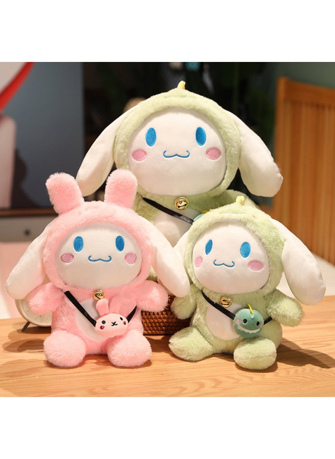 Cute Satchel Small White Dog Doll Ragdoll Baby Sleeping Hug Pink Big Ear Dog Doll Pillow Plush Toy-Specifications:30cm-Color:Dinosaur  - Image 3