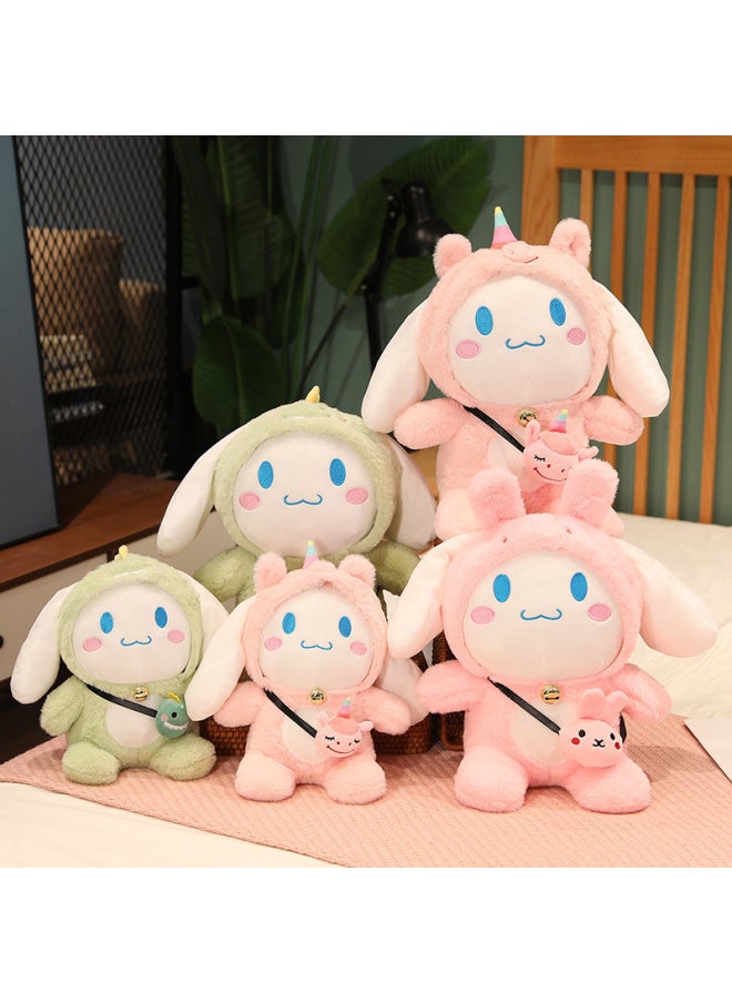 Cute Satchel Small White Dog Doll Ragdoll Baby Sleeping Hug Pink Big Ear Dog Doll Pillow Plush Toy-Specifications:30cm-Color:Dinosaur  - Image 4