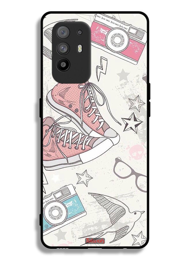 Tolwak Oppo F19 Pro Plus 5G Protective Case Cover Canva Shoes And Camera Art  - Image 2