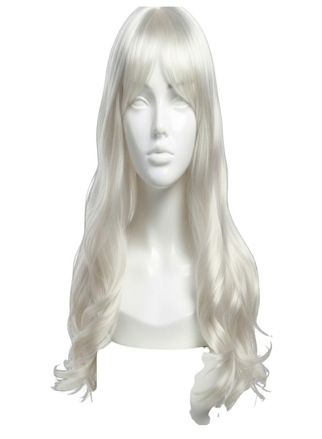 Krisah Synthetic Wavy Hair Wig, White, 23 inch Length, 175 grams, Full hair coverage, Cap attached - Image 1