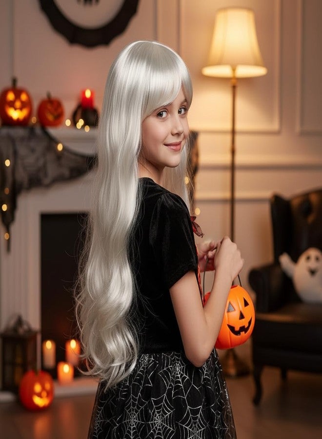 Krisah Synthetic Wavy Hair Wig, White, 23 inch Length, 175 grams, Full hair coverage, Cap attached - Image 3