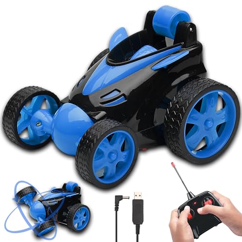 Gooyo GY-2090-14 360° Rotating & Rolling Stunt Car Toy with Demo Functions | Spin, Stunt, Flip Functions | Remote Control Stunt Car Toy for Kids | Blue | in-Built Battery | Gift Box Packaging - Image 1